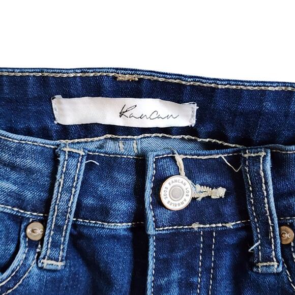 KanCan Womens Skinny Jeans Size 3 25 Blue Distressed Crop Mid Rise Stretch - Picture 5 of 9